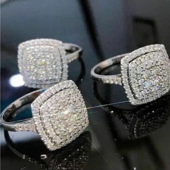 New Women’s 925 Silver Beautiful Luxury Diamond Ring - Picture 7 of 8